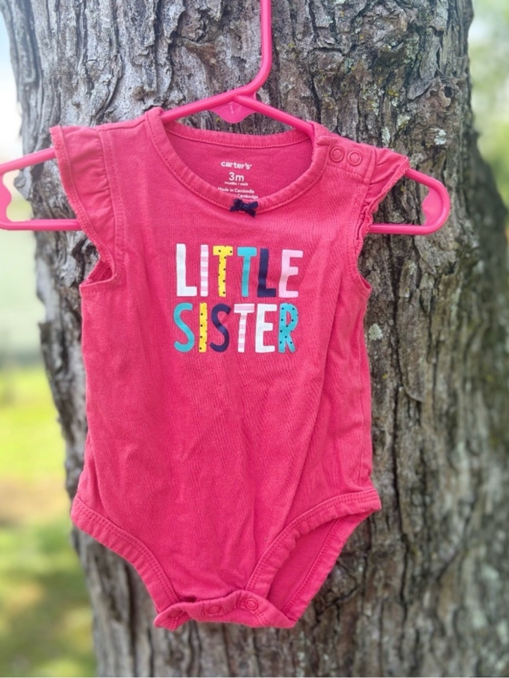 Carter's Bright Pink 'Little Sister' Graphic Onesie